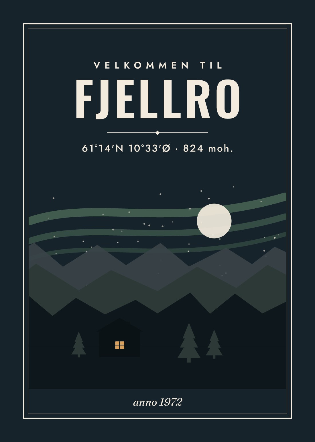 Hytteplakat — stil Klassisk natt