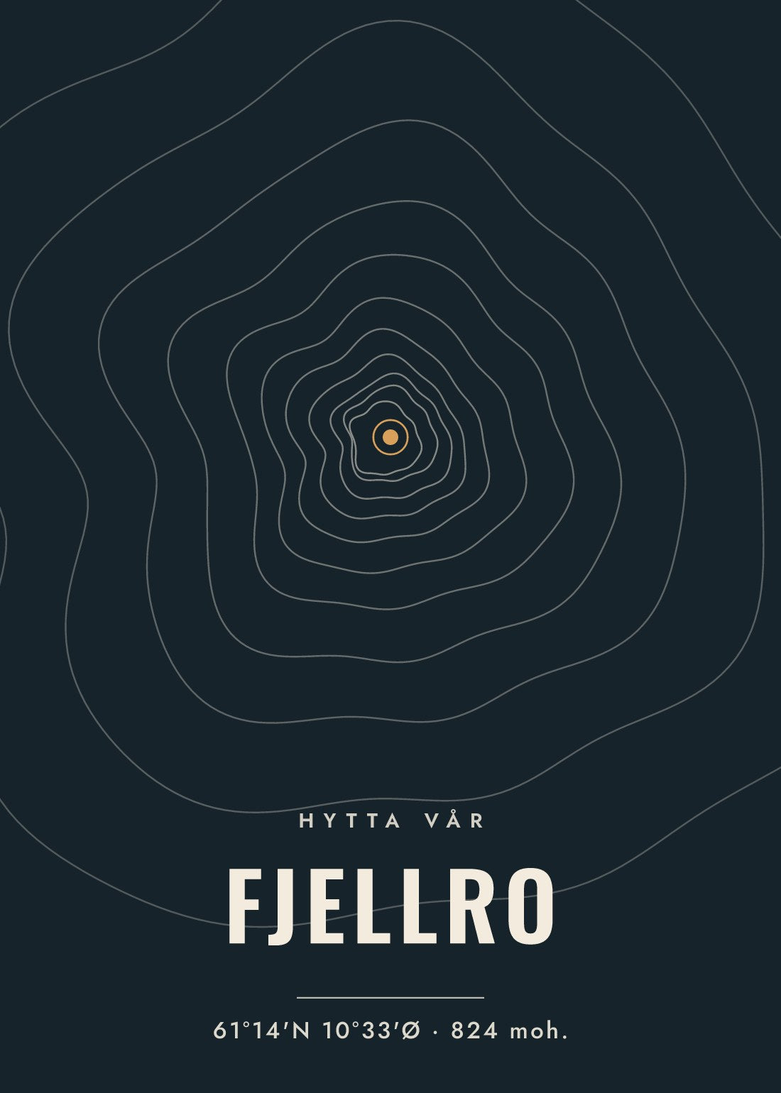 Hytteplakat — stil Topografisk mørk