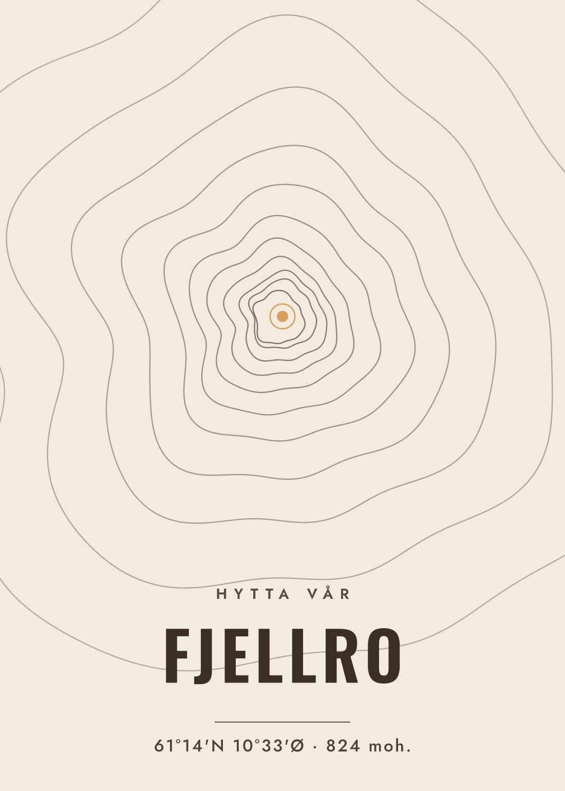 Hytteplakat — stil Topografisk lys