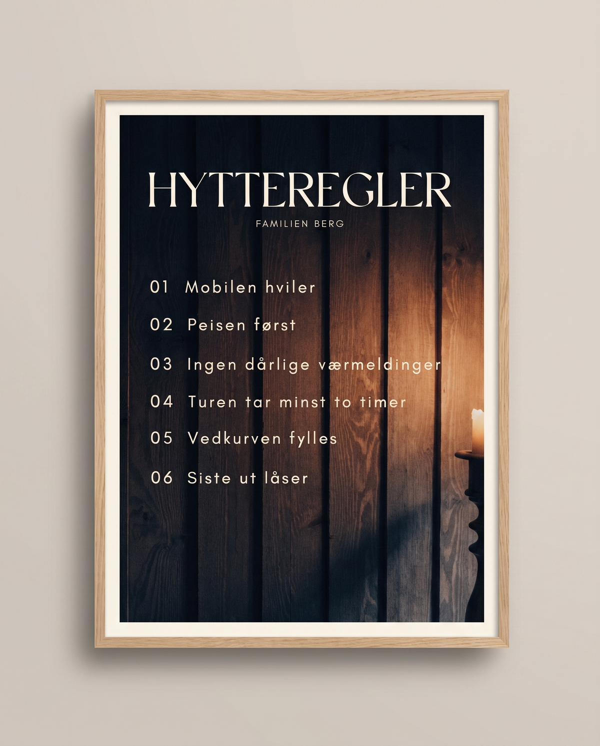 Hytteregler i ramme
