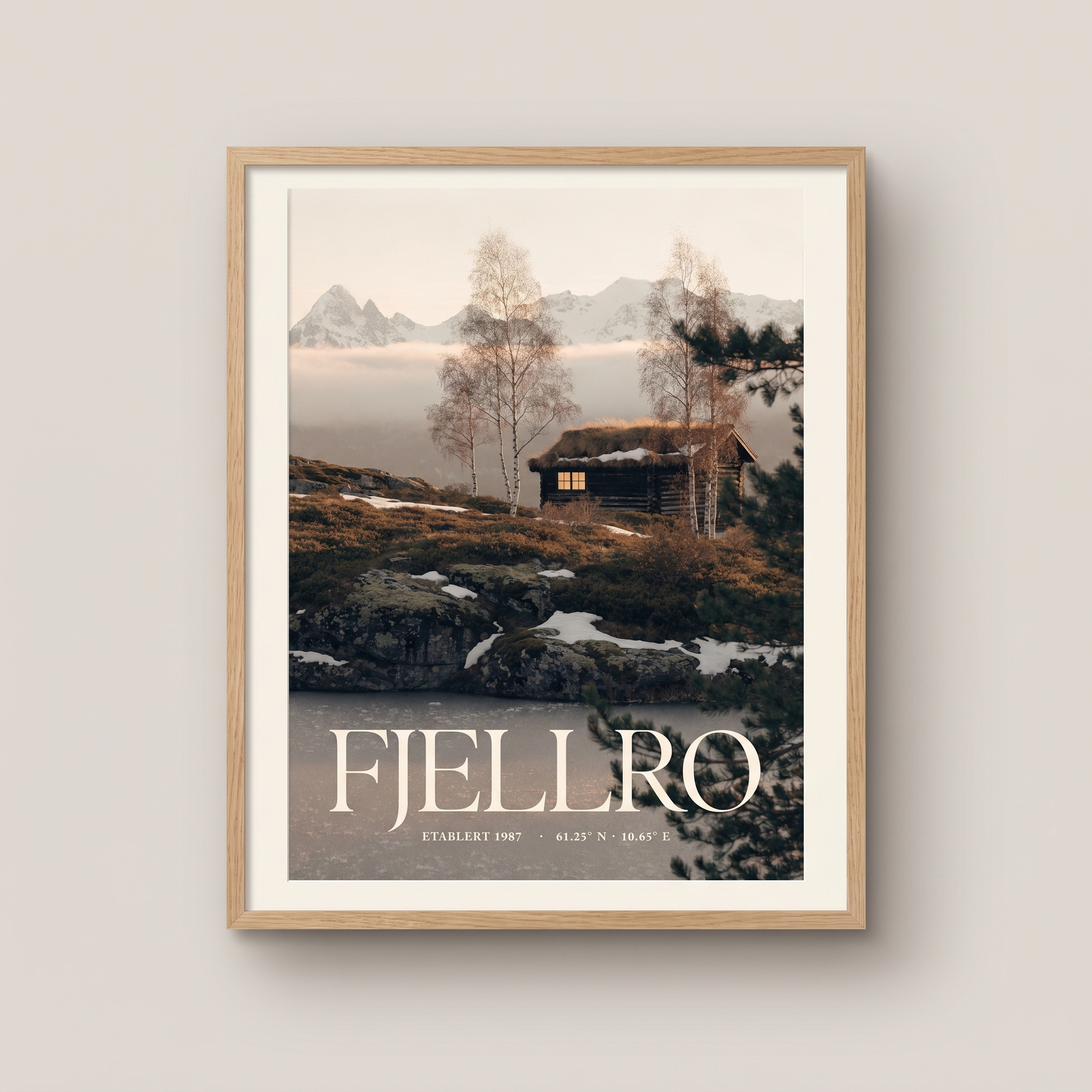 Plakat med treramme i naturlig tre — museumskvalitet matt papir